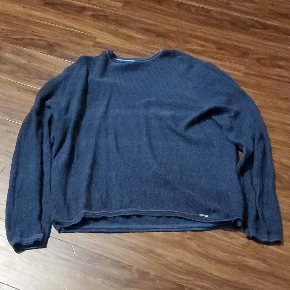 Ike Behar Navy Textured Waffle Knit Sweater